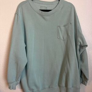 Aerie Sage Green Heart Graphic Oversized Pocket Crewneck Sweatshirt M